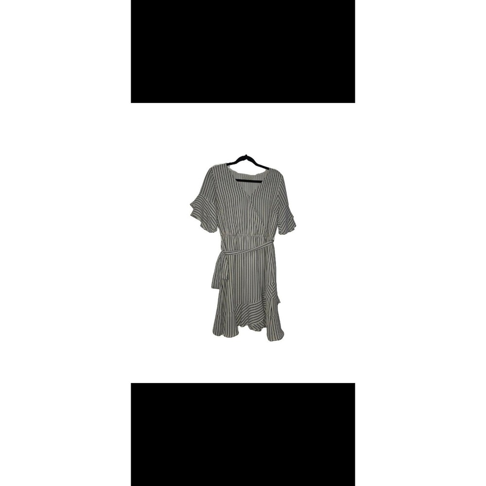 Skies Are Blue Womens Black/White stripes Midi Dress Sz M